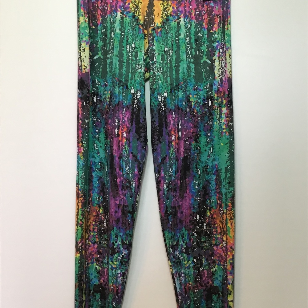 Kinema Athletic Crop Pull On Leggings Sz M Multi Color Read for Measurements